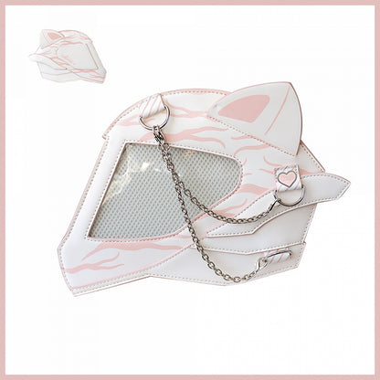 Cat Ear Design Helmet Shaped Ita Bag White&Pink