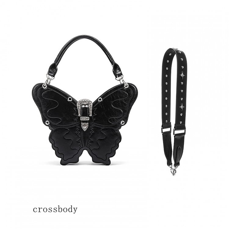 Black Butterfly PU Crossbody/Backpack Large Version