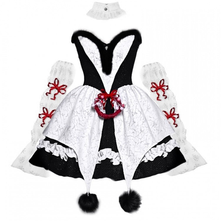 Gothic Christmas Plush Sweetheart Neckline Bouffant Dress/Full Set