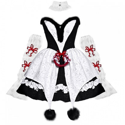 Gothic Christmas Plush Sweetheart Neckline Bouffant Dress/Full Set