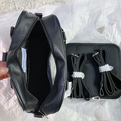 Black/White/Light Blue Square PU Tote Ita Bag