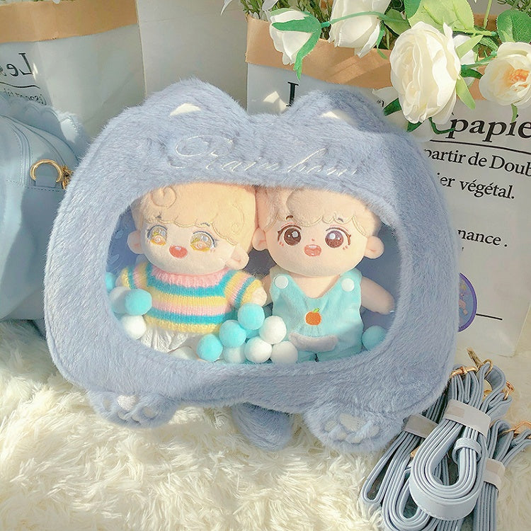 Blue/Black Cat Shape Plush Ita Bag