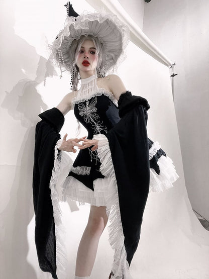 Black / Red / Blue Wide Bell Sleeves