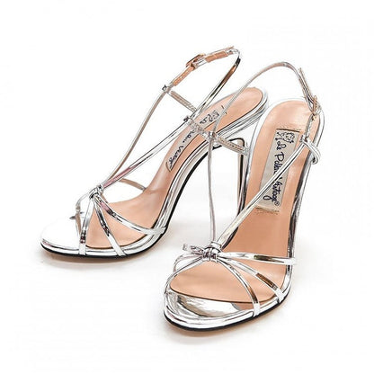 Knotted Design 10CM High Stiletto Heel Silver Vintage Sandals