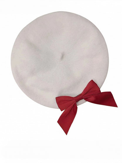 Bowknot Decorated White Beret