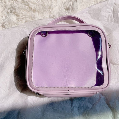 Sky Blue/Pink/Purple/White/Apricot PU Square Crossbody Ita Bag