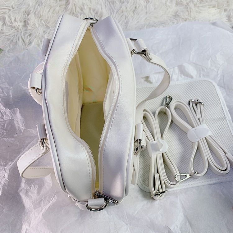 Black/White/Light Blue Square PU Tote Ita Bag