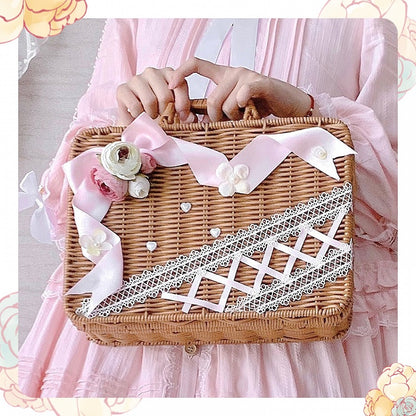 Tasha's Garden 7 Color Options Floral Design Rattan Box