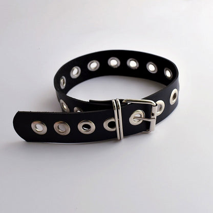 Punk Black / White PU Leg Strap