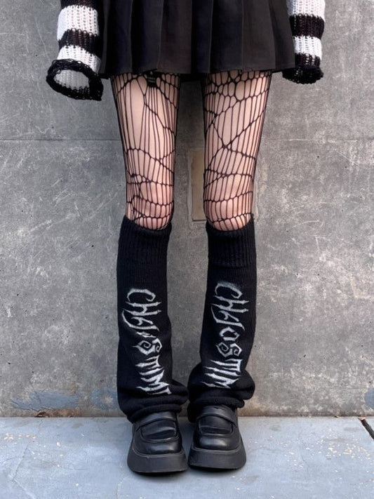 Punk Black Knitted Leg Warmers