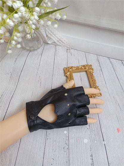5 Color Options Cutout Detail PU Gloves