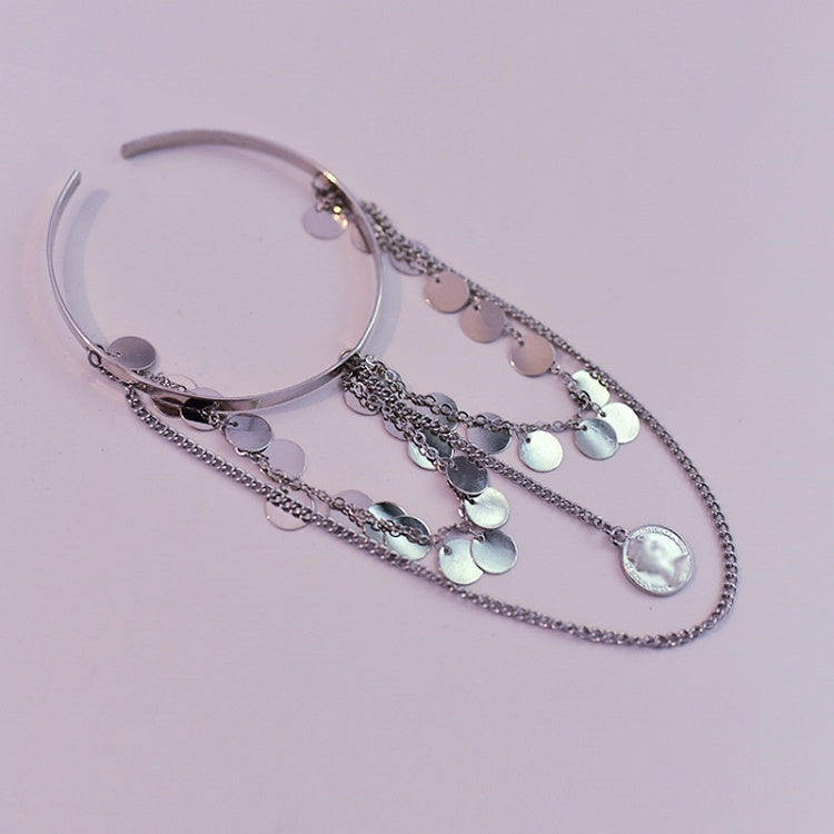 Cyberpunk Metal Sequin Chain Armlet Silver/Gold