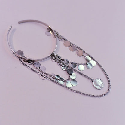 Cyberpunk Metal Sequin Chain Armlet Silver/Gold