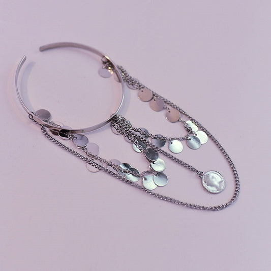 Cyberpunk Metal Sequin Chain Armlet Silver/Gold