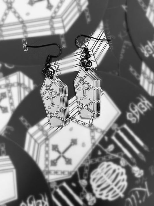 Silver Coffin-shaped Earrings