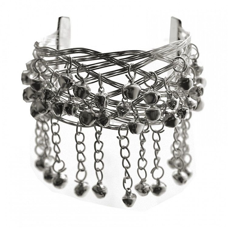 Gothic Punk Silver Metal Bell Armlet