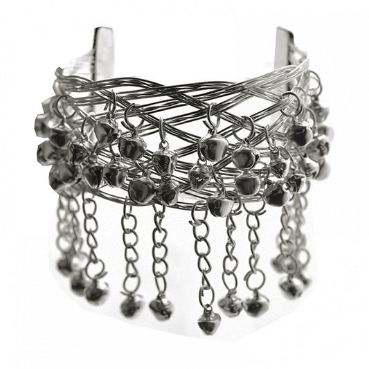 Gothic Punk Silver Metal Bell Armlet