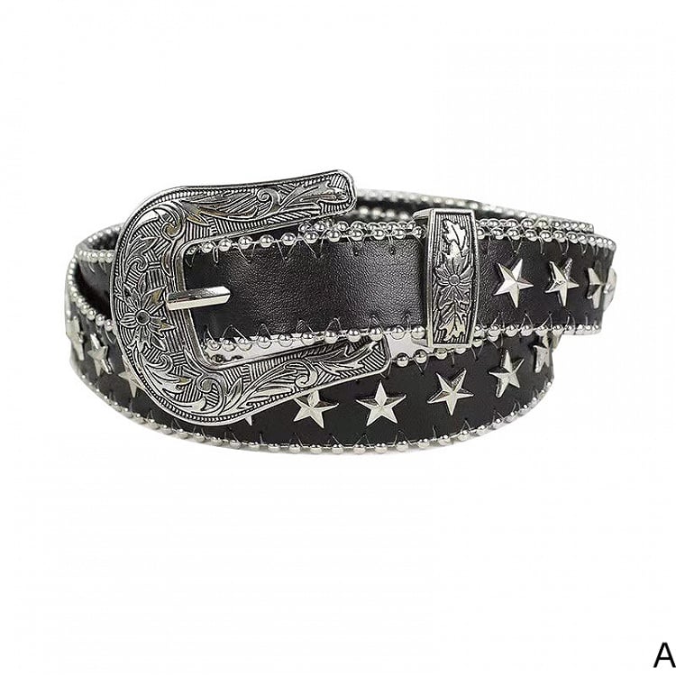 Star Studs Pop Punk Black Waist Belt