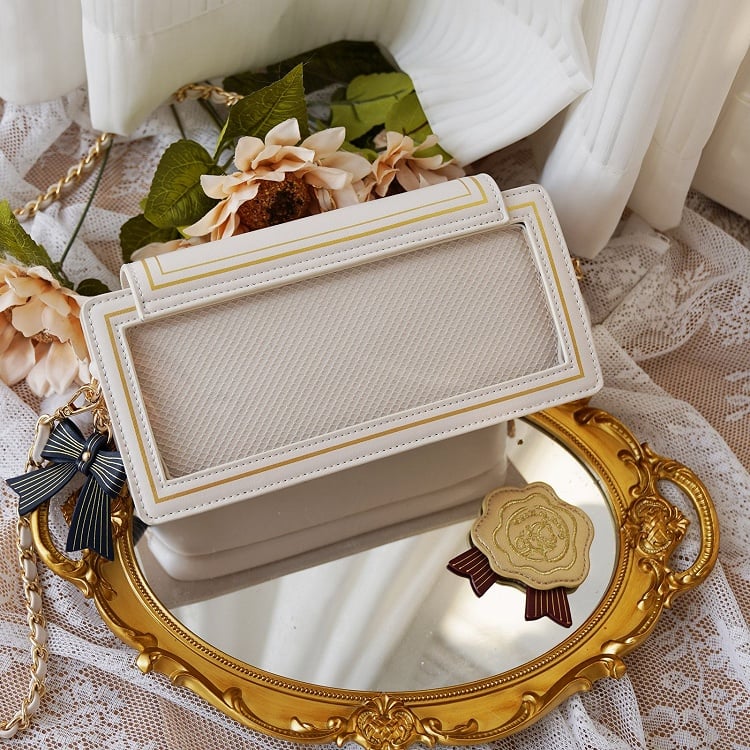 Rose Design Beige Envelope Shaped Crossbody Ita Bag