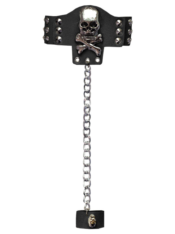 Skeleton and Studs Design Black/White Bracelet with Ring