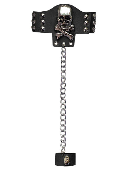 Skeleton and Studs Design Black/White Bracelet with Ring