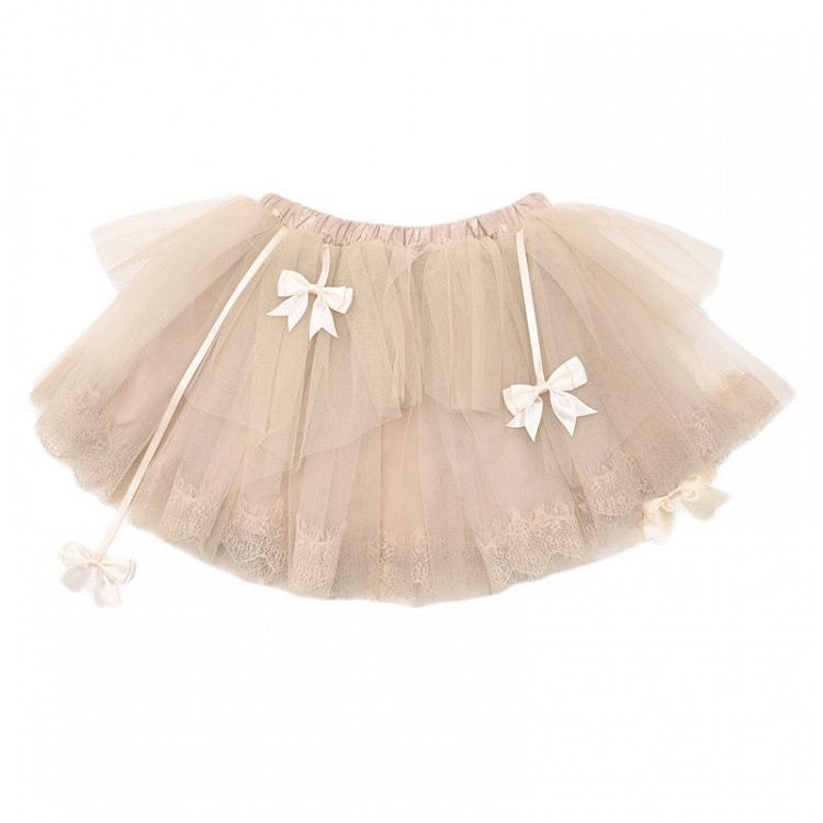 Champagne Ballet Tiered Ruffles Tulle Skirt Bowknots Details