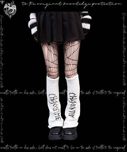 Punk White Knitted Leg Warmers