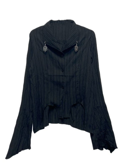 Punk Irregular Hem Black Shirt
