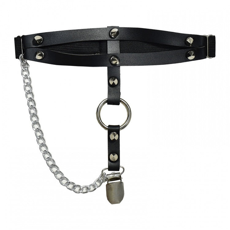 Stud Chain Details Black Garter