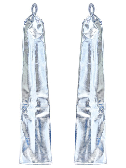 Cyberpunk Futuristic Silver / Black Long Gloves