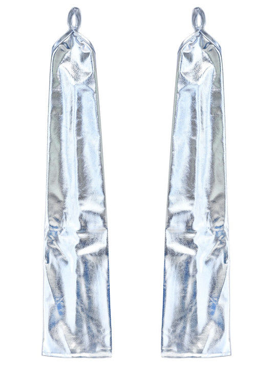 Cyberpunk Futuristic Silver / Black Long Gloves