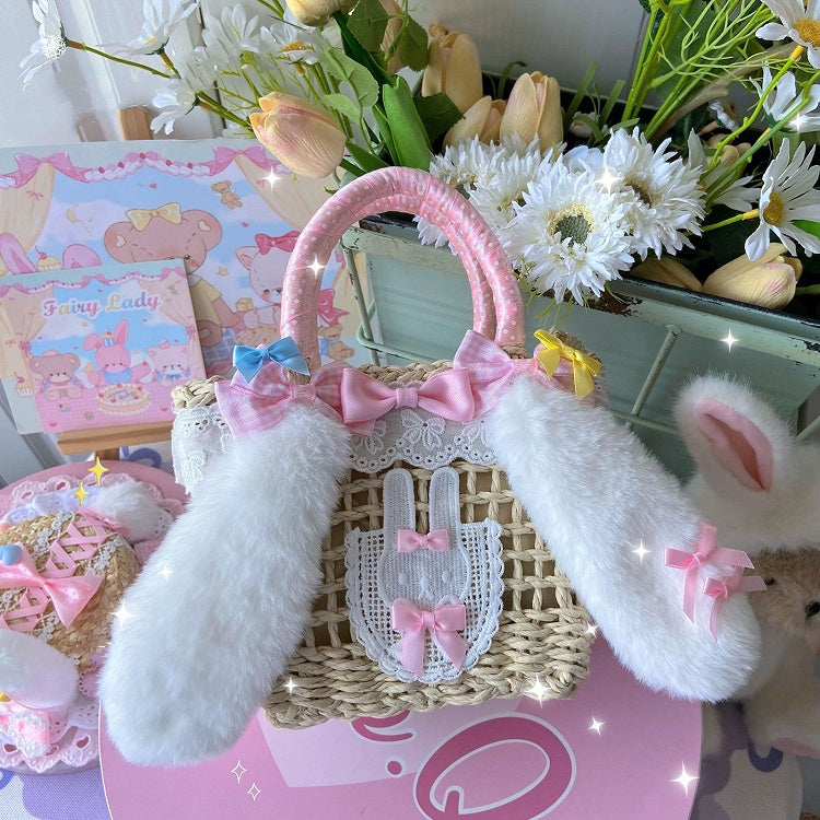 Plush Rabbit Ears Design Pink/Red Bowknots Lolita Bag