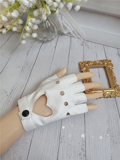 5 Color Options Cutout Detail PU Gloves
