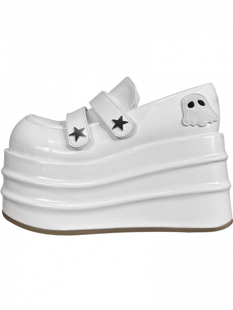 Clearance-Size 34 Little Ghost Design White Platforms