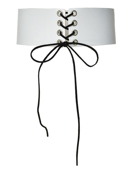 PU Black / White / Red Lace-up Garter