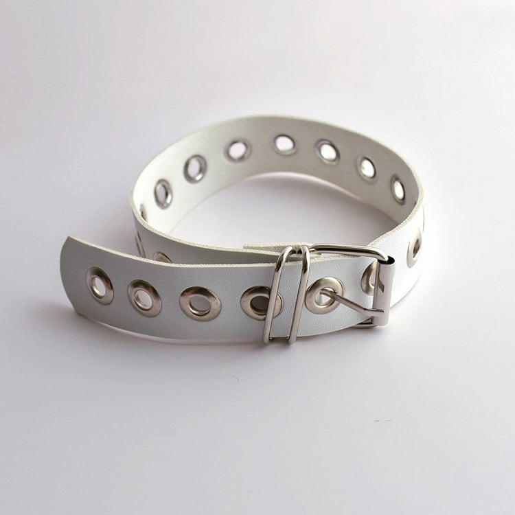 Punk Black / White PU Leg Strap