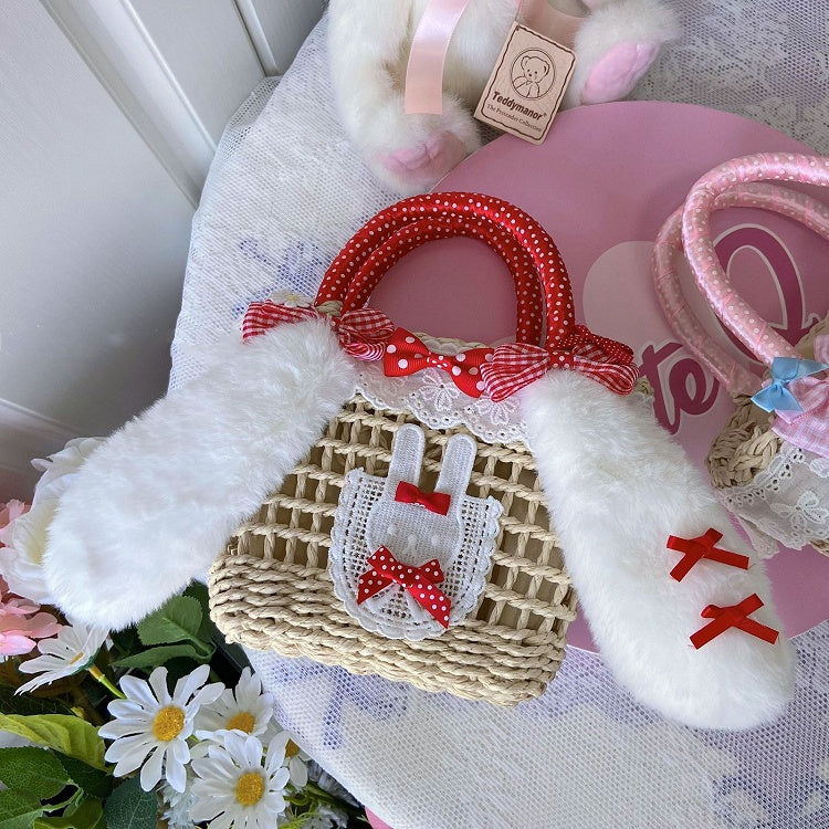 Plush Rabbit Ears Design Pink/Red Bowknots Lolita Bag
