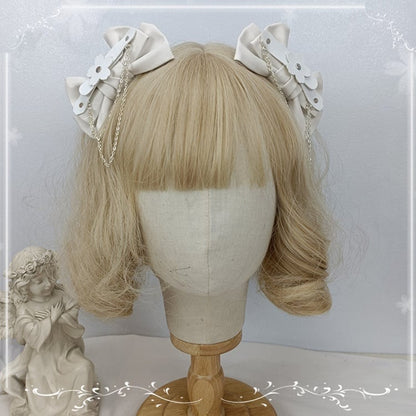 4 Color Options Detachable Chain Bow PU Hairclips