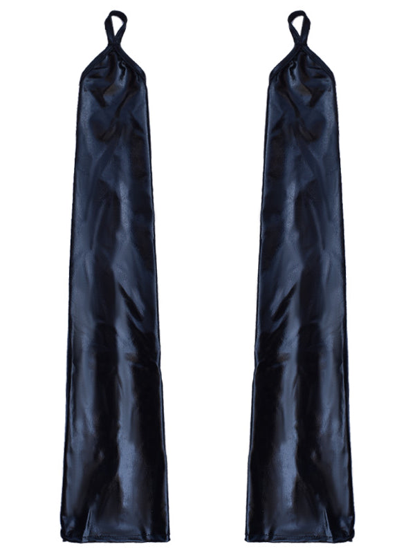 Cyberpunk Futuristic Silver / Black Long Gloves