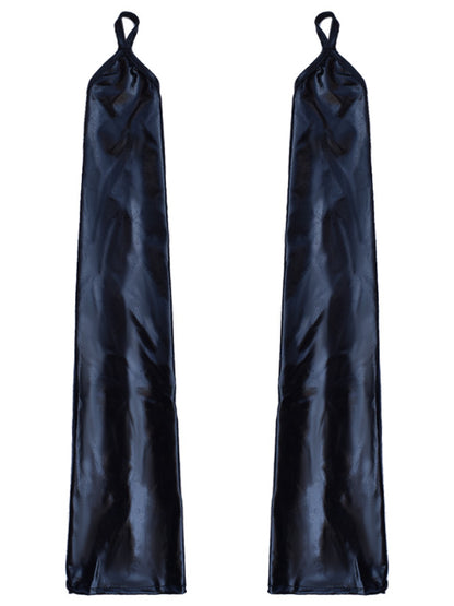 Cyberpunk Futuristic Silver / Black Long Gloves