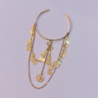 Cyberpunk Metal Sequin Chain Armlet Silver/Gold