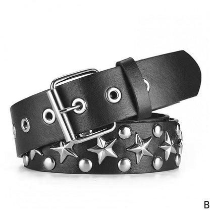 Star Studs Pop Punk Black Waist Belt
