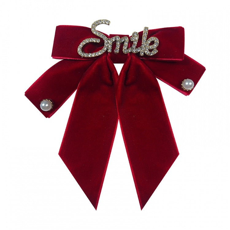 Rhinestone Letters Decorative Bow Tie with Pin Black /Wine Red /Dark Green