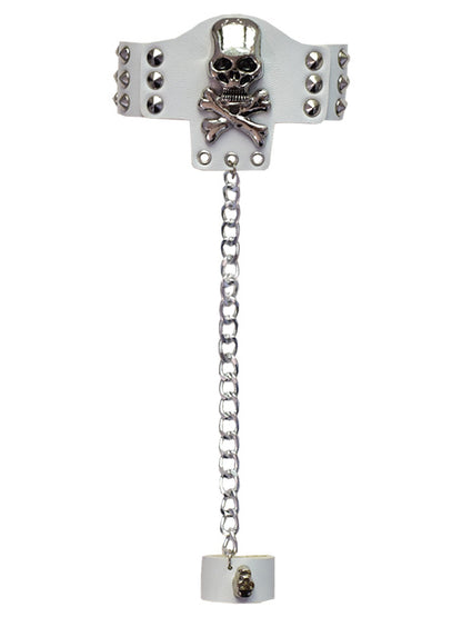 Skeleton and Studs Design Black/White Bracelet with Ring