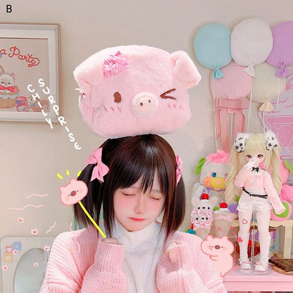 Pink Cute Pig-shaped Plush Crossbody
