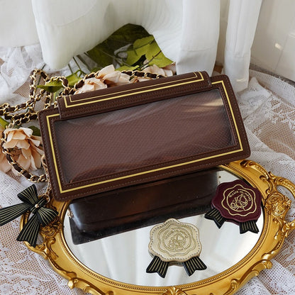 Rose Design Brown Envelope Shaped Crossbody Ita Bag