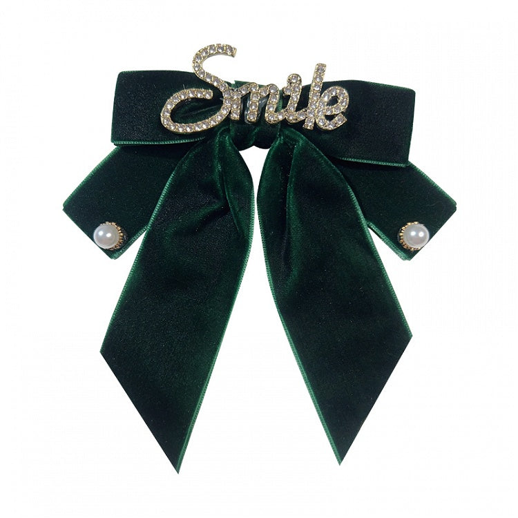 Rhinestone Letters Decorative Bow Tie with Pin Black /Wine Red /Dark Green