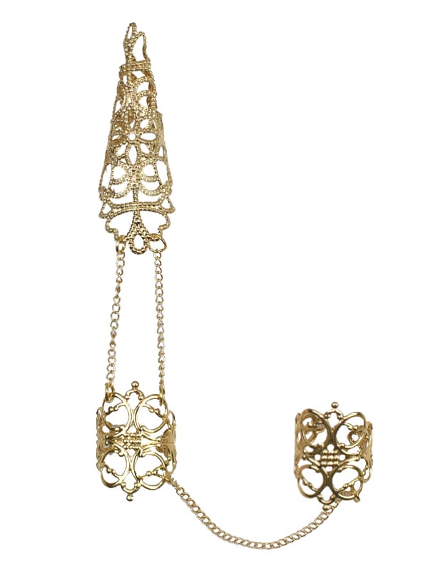 Gothic Punk Black/Silver/Gold Chain Ring