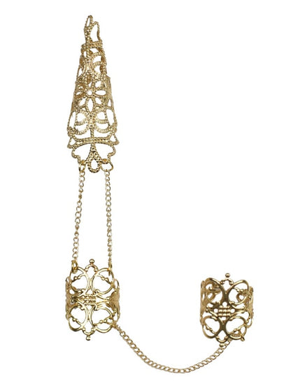 Gothic Punk Black/Silver/Gold Chain Ring