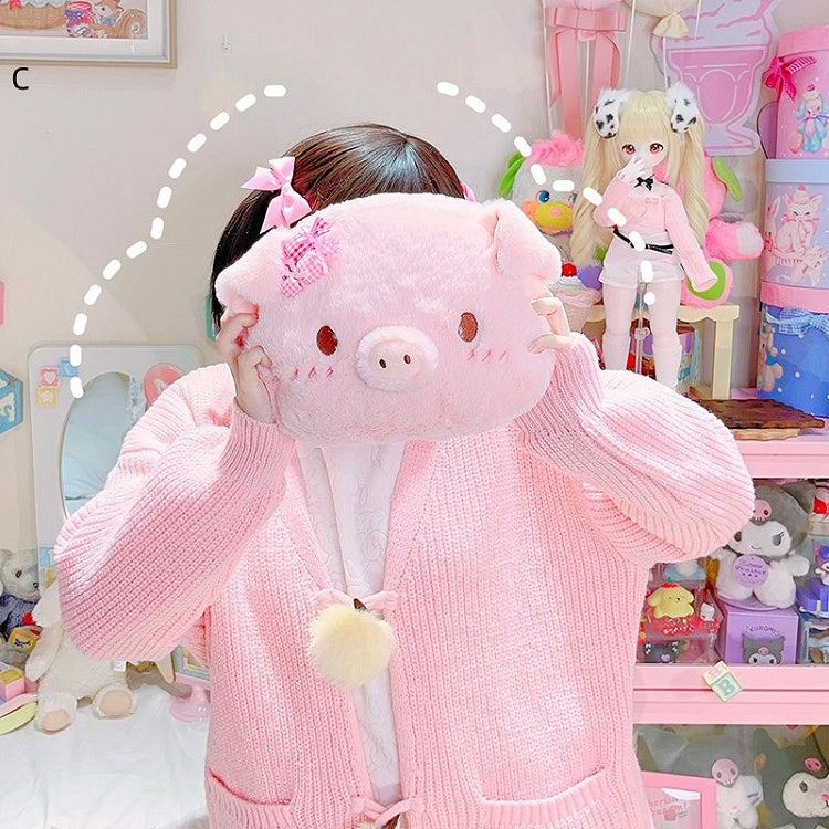 Pink Cute Pig-shaped Plush Crossbody